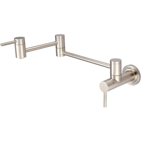 PIONEER FAUCETS Wall Mount Pot Filler, NPT, Potfiller, Brushed Nickel, Overall Width: 25" 2MT600-BN